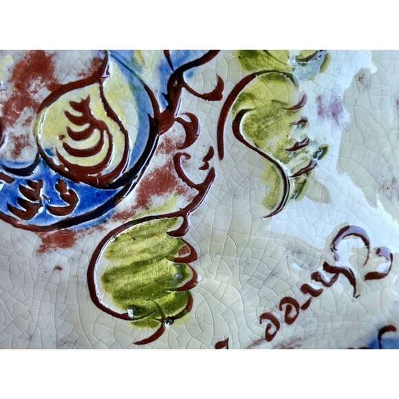 Signed Weldon Ceramic Trinket Dish With Hand-Painted Bird & Scribed Marriage Quo - Picture 3 of 10